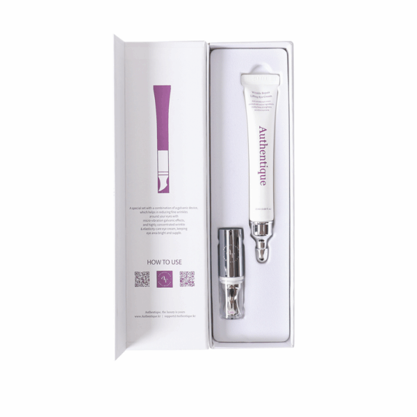 Authentique – Coffret : Crème Contour des Yeux Anti-âge + Applicateur Massant Galvanique